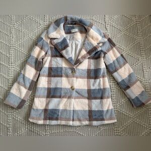 Z Supply Women’s Faux Fur Check Jacket Coat size medium